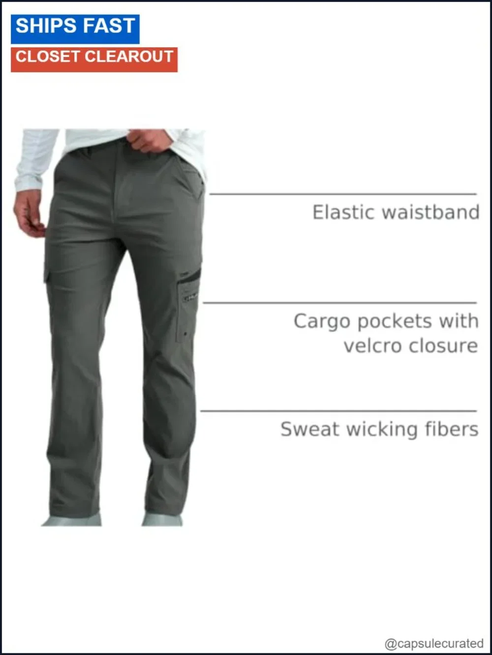 Performance Fishing Cargo Pants 95% Nylon 5% Spandex Men's